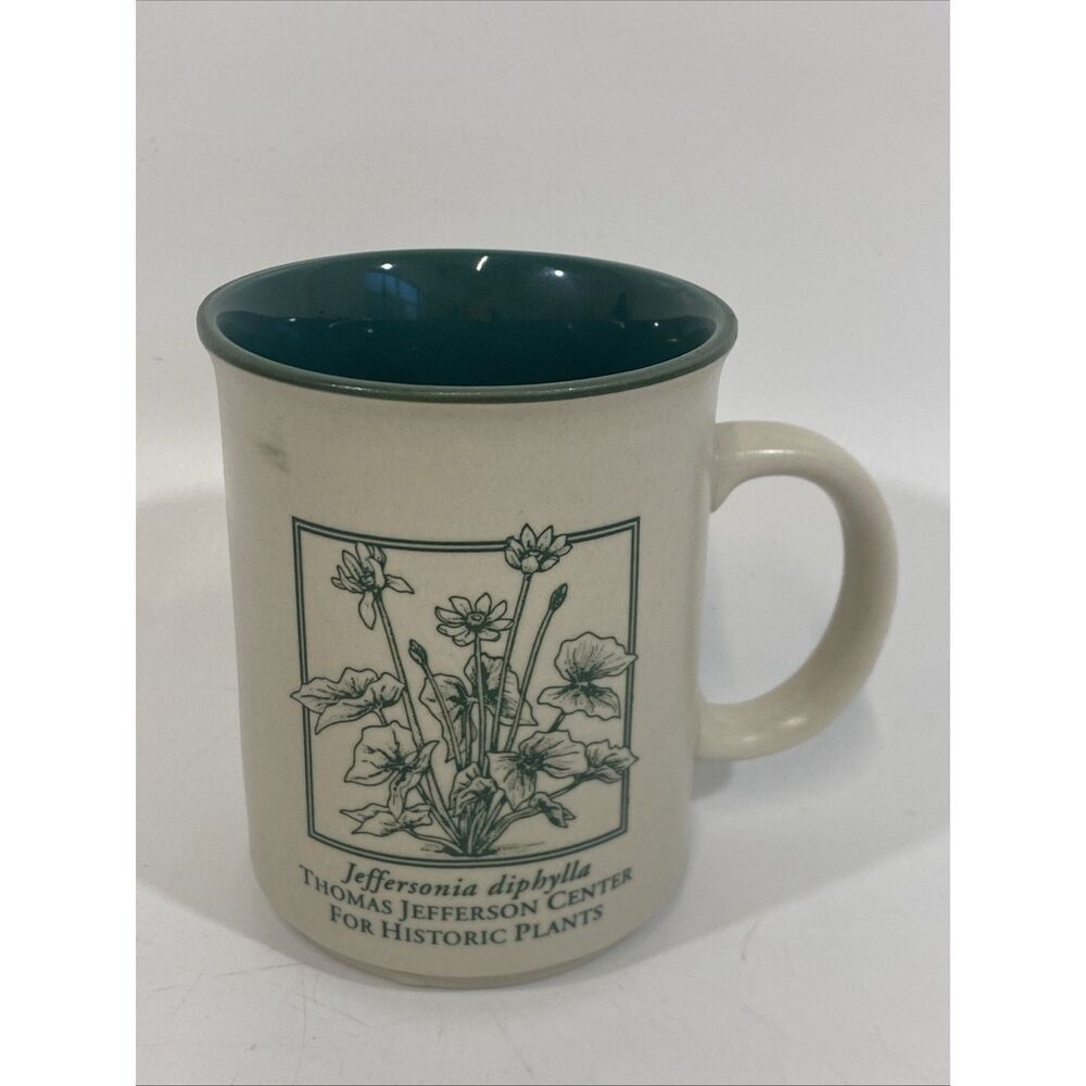 Vtg Thomas Jefferson Center For Historic Plants Mug ‘Jeffersonia Disphylla’ RARE